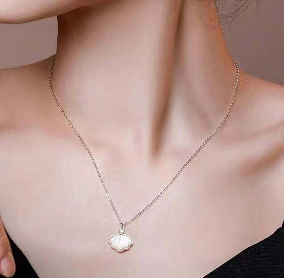S925 Love You Reflective Shell Necklace