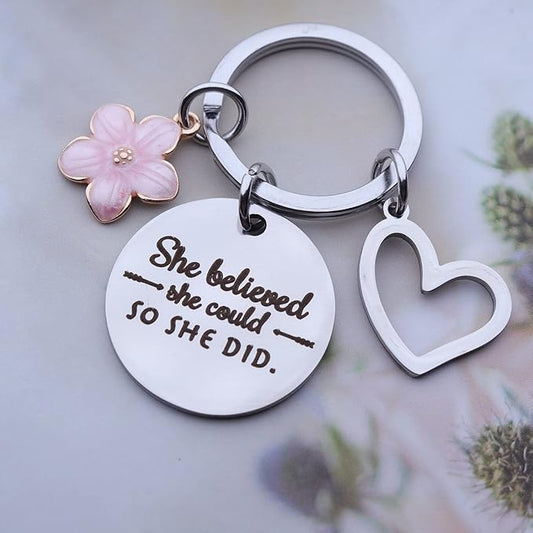 She Believed She Could So She Did Keychain