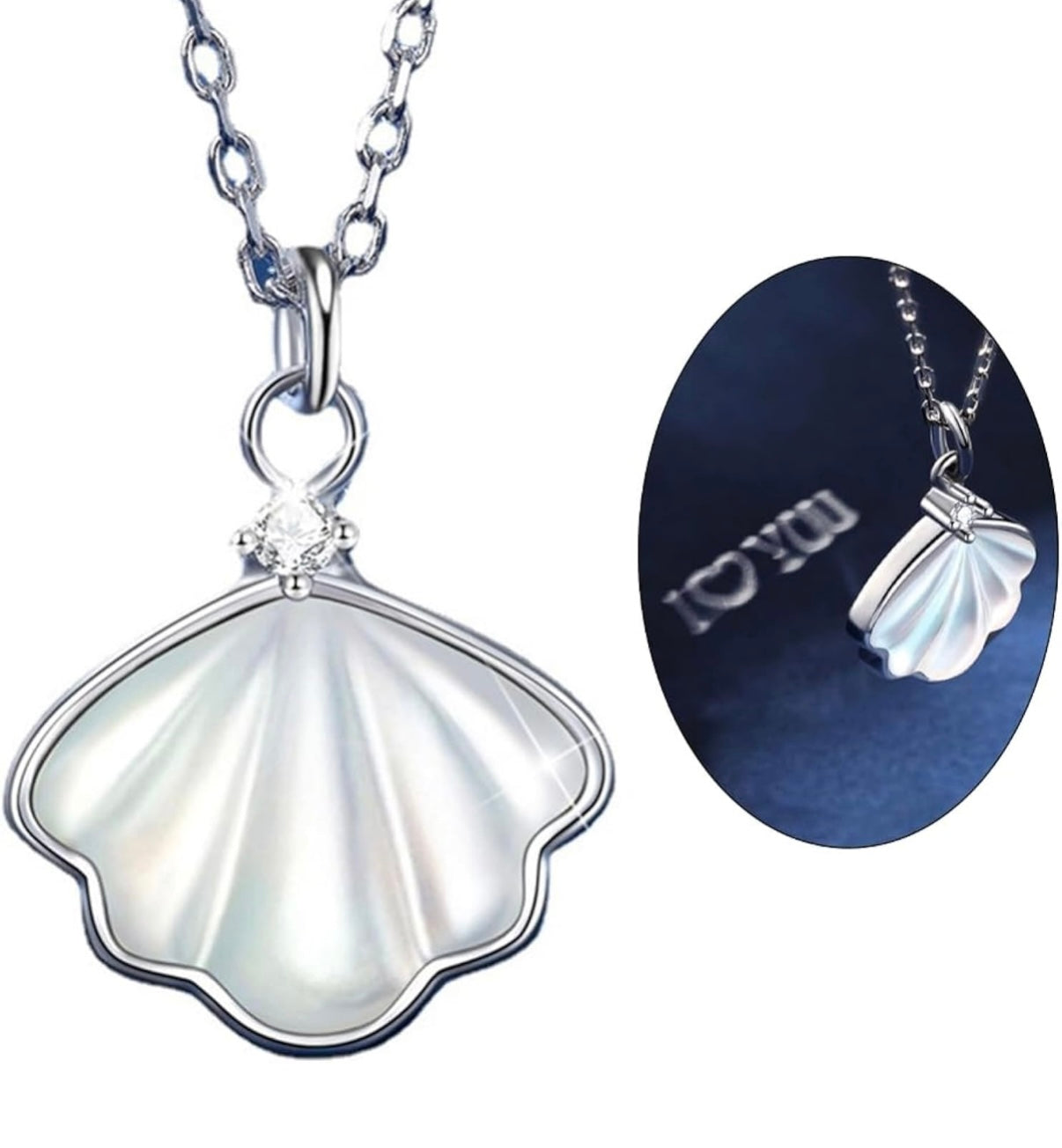 Silver Love You Reflective Shell Necklace – Hedeytyy