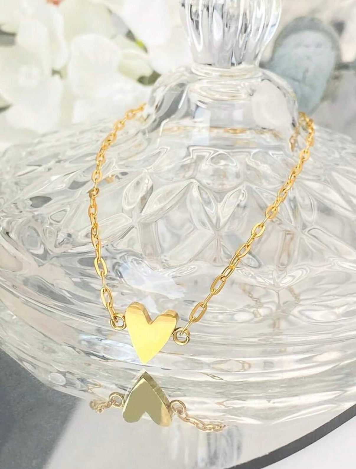 Matching heart charm bracelet