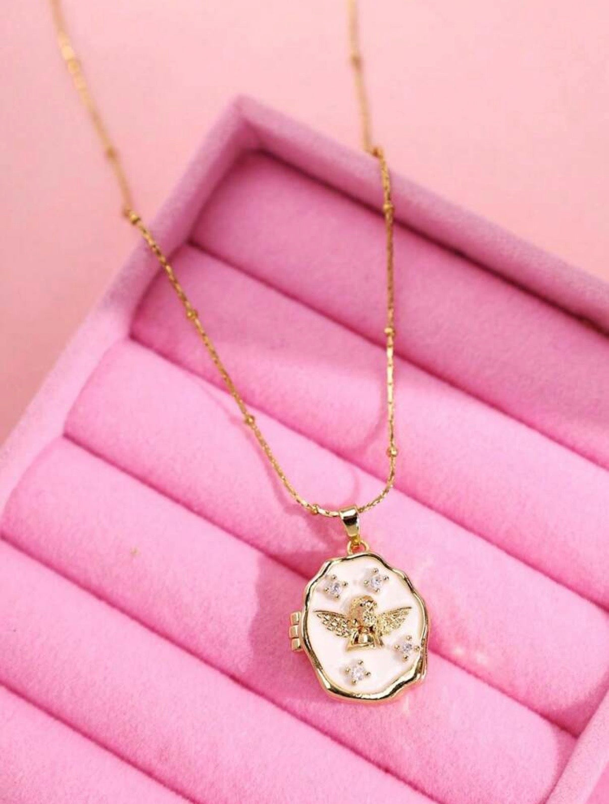 Angel locket necklace