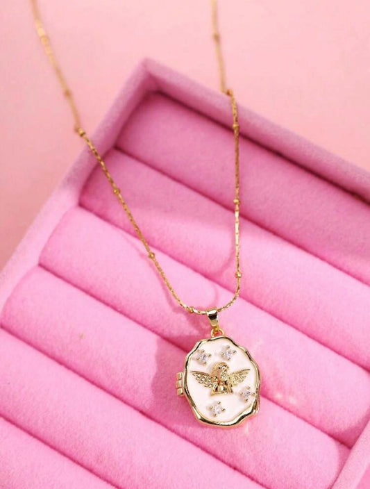 Angel locket necklace